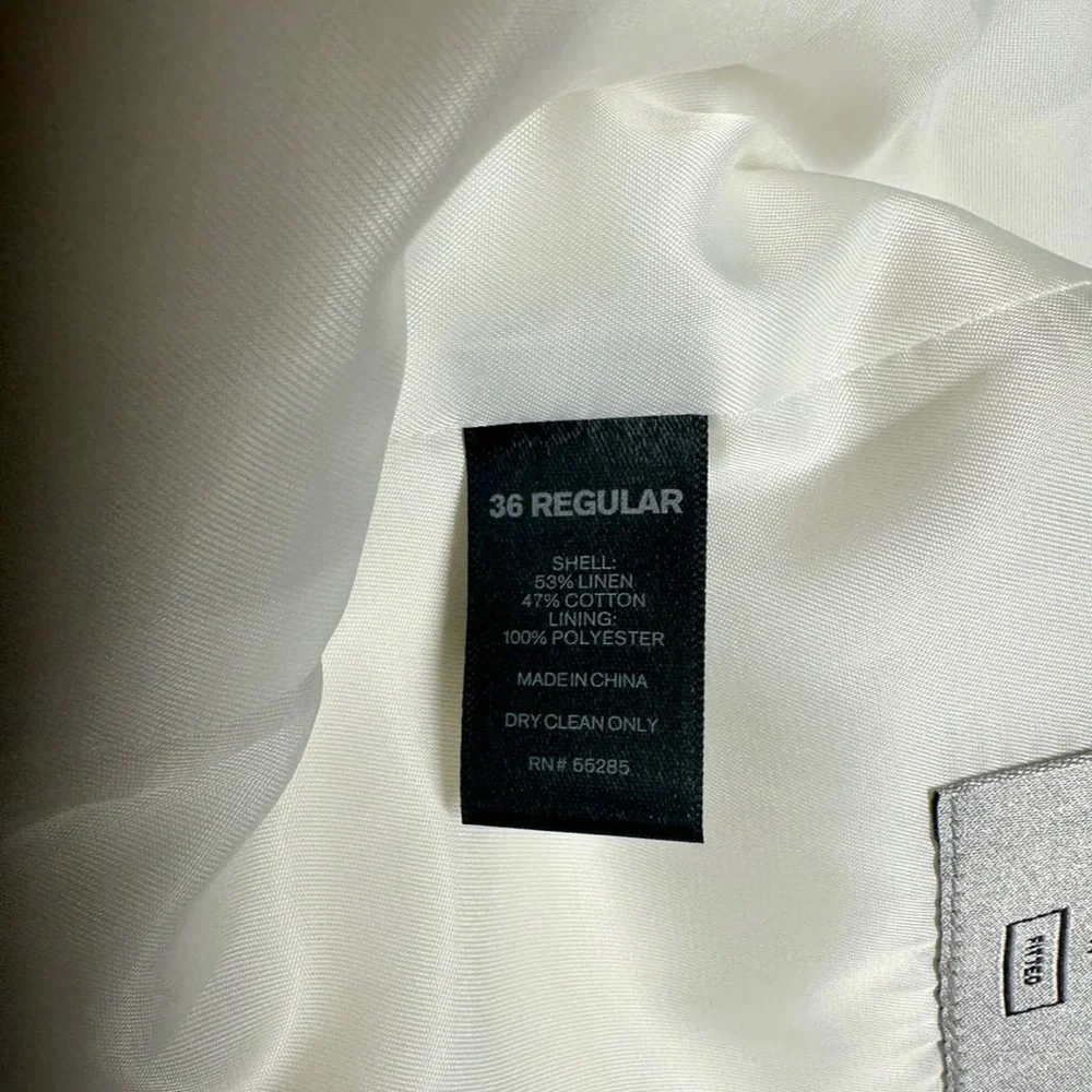 NEW ~ EXPRESS Men’s White Linen Blend Photographer Fitted Suit Jacket ~ Size 36R - Picture 7 of 10